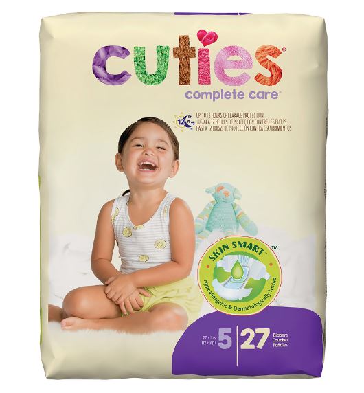 FQPCR5001 - Unisex Baby Diaper Cuties Complete Care Size 5 (27+ lbs.) Disposable Heavy Absorbency, 27/Pack
