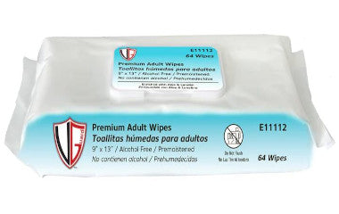 VNGE1112 - Premium Adult Wipes 9in x 13in, 64/Pack, 8 Packs/Case