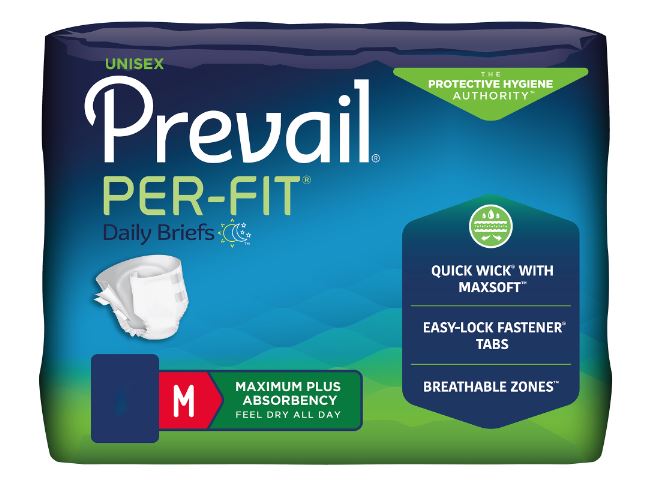 FQPPF-012-2 - Unisex Adult Incontinence Brief Prevail Per-Fit Maximum Plus Medium Disposable Heavy Absorbency, Pack of 20