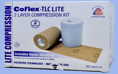 AND7802TLC-TN-Co-Flex TLC LITE 2 Layer Compression Bandage System 4in x 3 2/5yrd / 4in x 5 1/10yrd 25mmHg-30mmHg Self-adherent / Pull On Closure Tan