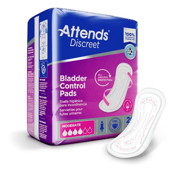 ATTADPMOD-Attends Discreet 10 1/2in Length Moderate Absorbency Bladder Control Pad