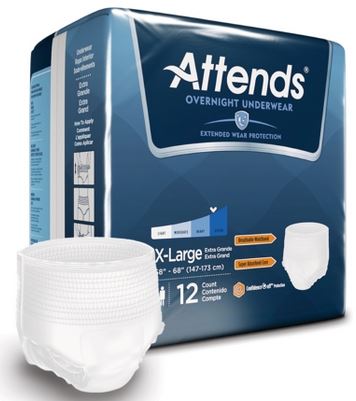 ATTAPPNT40-Attends Overnight Pull On Underwear with Tear Away Seams X-Large Disposable Heavy Absorbency