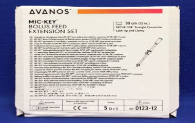 AVM0123-12-Bolus Extension Feeding Tube Set MIC-Key With Cath Tip, SECUR-LOK Straight Connector and Clamp