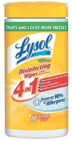 BUN58347182-Lysol Sanitizing and Disinfecting Wipes, Lemon & Lime Blossom, 80/Tub