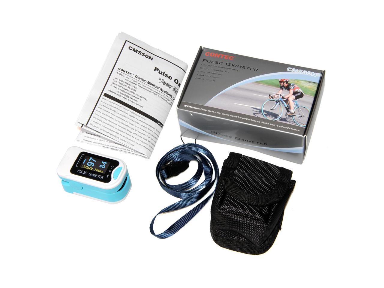 CMECMS50NA-Finger Pulse Oximeter SpO2 PR Blood Oxygen Meter Heart Rate Monitor Free Pouch& Lanyard