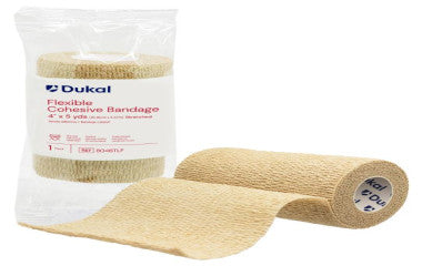 DKL8046TLF-Dukal Cohesive Bandage 4in x 5yrd Standard Compression Coban Latex Free Self-adherent Closure Tan NonSterile