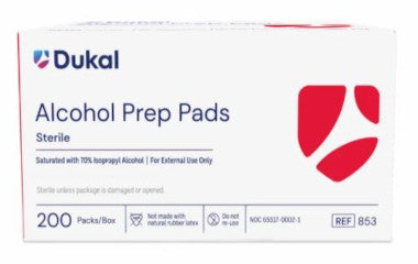DKL853-Alcohol Prep Pad Med Sterile, Box of 100
