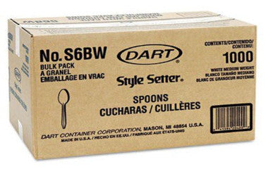 DRTDA-S6BW-Dart Plastic Teaspoons, White, Midweight, 1000 per case