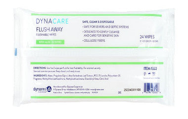 DYN1322-Adult Flushable Wipes, 9in x 13in, 24 Wipes/Soft Pack
