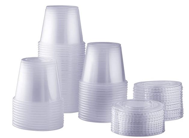 EDIPLASTICCUPS-Plastic 5.5 oz Disposable Portion Cups With Lids, Souffle Cups, Condiment Cups