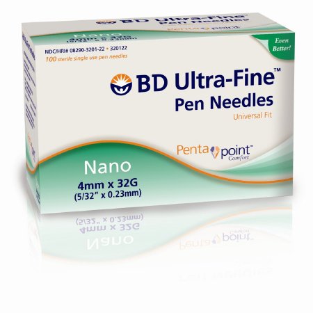 Box of BD Ultra-Fine Pen Needles on a white background
