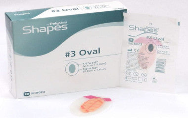 FER8023-PolyMem Shapes Foam Dressing 2in x 3in Oval Adhesive with Border Sterile