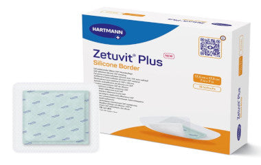 HAR413924-Zetuvit Plus Super Absorbent Dressing Silicone Border Silicone / Cellulose / Super Absorbent Polymer 7in x 7in Sterile