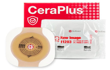 HOL11203-Hollister CeraPlus Up to 1 3/4in Cut-to-Fit Flat Skin Barrier with Tape, 2 1/4in Flange Red
