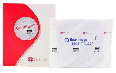 HOL11204-Hollister CeraPlus Up to 2-1/4in Cut-to-Fit Flat Ostomy Wafer with Tape, 2-3/4in Flange Blue