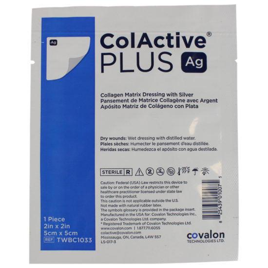 HRT10330000-ColActive Plus Ag 2 X 2 Inch Square Sterile