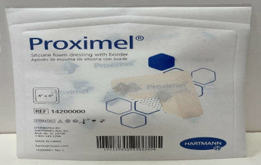 HRT14200000-Hartmann-Conco Proximel Silicone Foam Dressing, with Border, 4in x 4in
