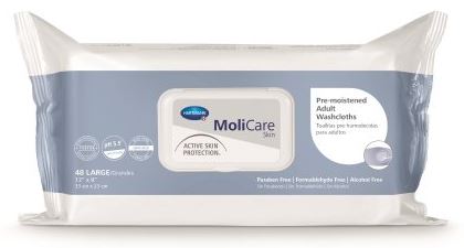 HRT225600-MoliCare Skin Pre-Moistened Cleansing Washcloths, 9in x 13in, 48/Pack