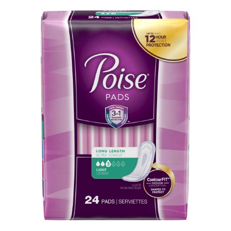 KIM48536-Bladder Control Pad Poise Long Length Light Absorbency Absorb-Loc One Size Fits Most Female Disposable