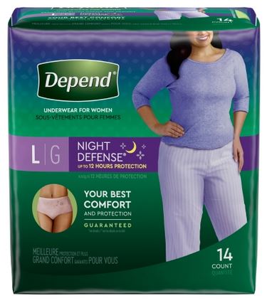 KIM51702-Depend Night Defense Pull On Underwear with Tear Away Seams Large Disposable Heavy Absorbency