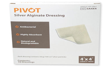 LMPSA4X4-Pivot Silver Alginate Dressing, 4in x 4in