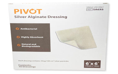 LMPSA6X6-Pivot Silver Alginate Dressing, 6in x 6in