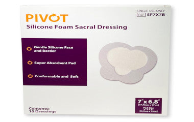 LMPSF7X7B-Pivot Silicone Foam Border Sacral Dressing 7in x 6.8in, Pad Size 5in x 4.8in