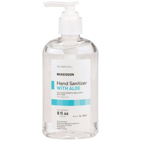 MCK16-1069-Hand Sanitizer with Aloe McKesson 8 oz. Ethyl Alcohol Gel Pump Bottle