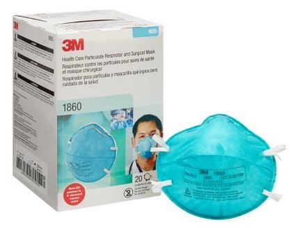 MMM1860-Particulate Respirator / Surgical Mask 3M N95 Cup Elastic Strap One Size Fits Most Teal