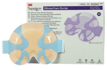 MMM90647-3M Tegaderm 6in x 6 3/4in Sacral Silicone Adhesive with Border Sterile