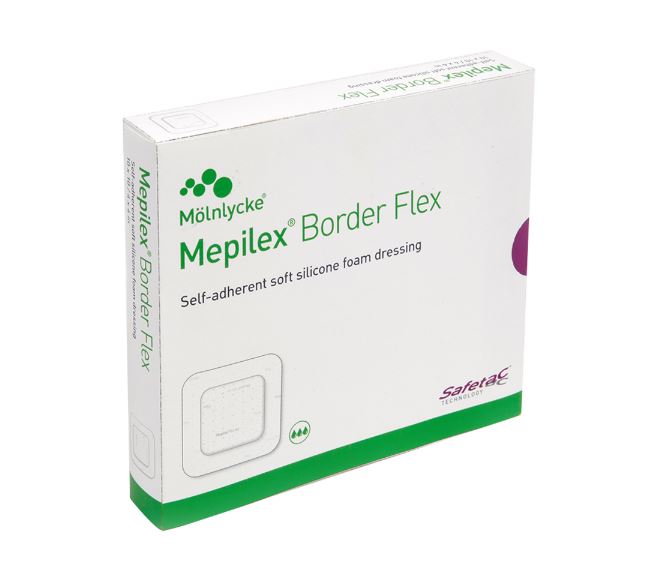 MOL595400-Silicone Foam Dressing Mepilex Border Flex 6 X 6 Inch Square Adhesive with Border Sterile
