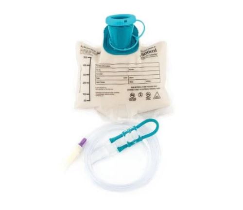MOOINF0500-E-Enteral Feeding Pump Bag Set with ENFit Connector Infinity 500 mL Silicone