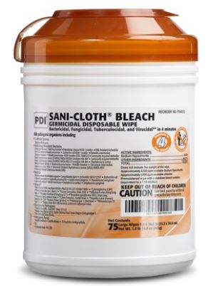 PDIP54072-Sani-Cloth Bleach Liquid Wipe 75 Count Canister Disposable Chlorine Scent
