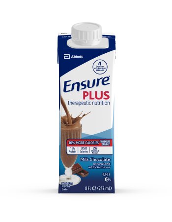 Ensure Plus therapeutic nutrition milk chocolate flavor package on a white background