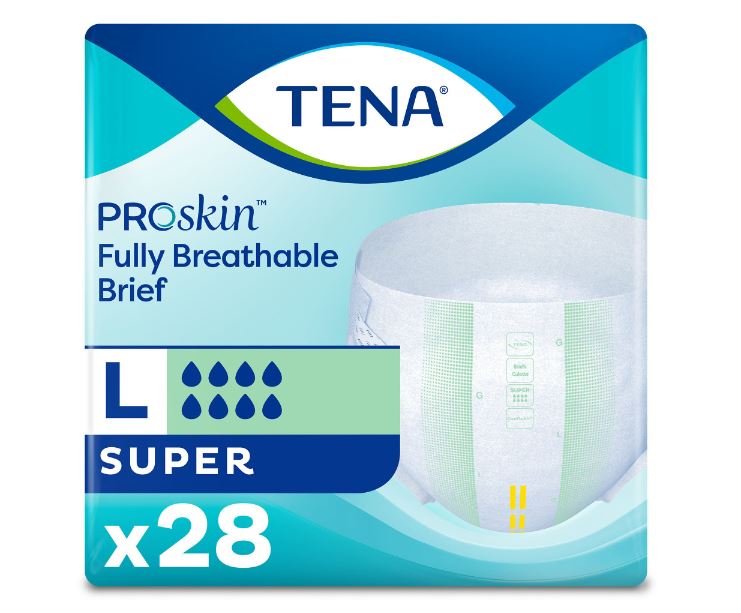 TENA ProSkin fully breathable brief packaging on a white background