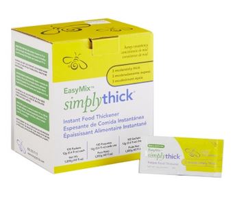 Box of EasyMix simplythick food thickener on a white background