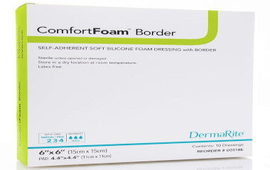 SIO00318E-ComfortFoam Silicone Foam Border 6in x 6in Square Silicone Adhesive with Border Sterile