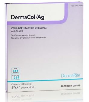 SIO00503E-DermaCol/Ag Silver Collagen Dressing 4in x 4in Square Sterile