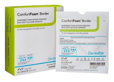 SIO43330-ComfortFoam Border Silicone Foam Dressing 3in x 3in Square Silicone Adhesive with Border Sterile