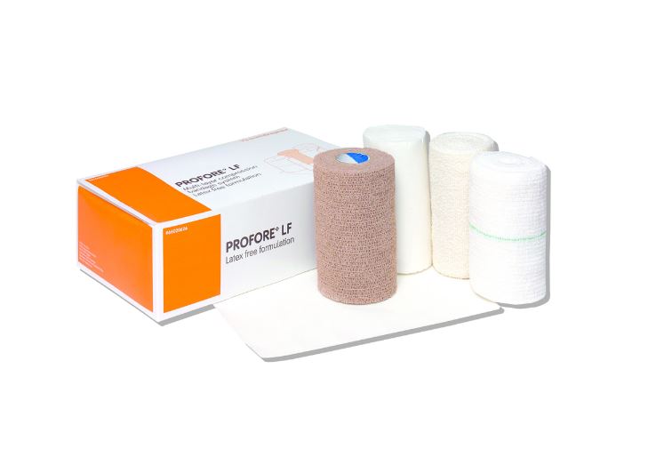 Profore LE bandage packaging with multiple bandage rolls on a white background