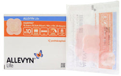 Allevyn Life bandage packaging with a single packet on a white background