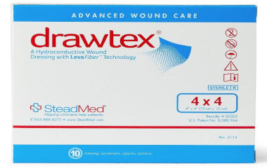 Drawtex wound care dressing packaging with SteadMed branding