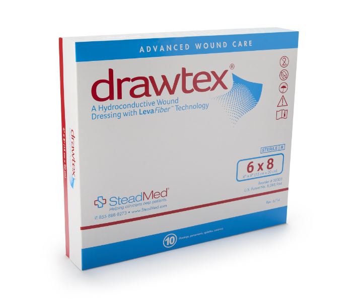 Drawtex advanced wound care packaging on a white background