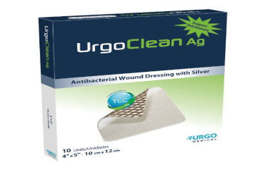 UrgoClean Ag antibacterial wound dressing packaging on a white background