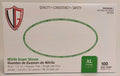 Box of nitrile exam gloves with brand logo and product details.