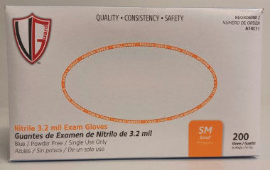 Box of Nitrile Exam Gloves with brand logo on a white background