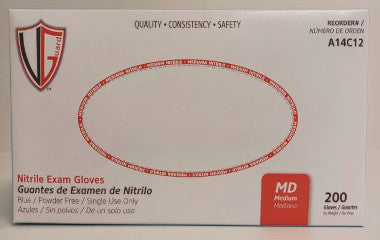 Box of Nitrile Exam Gloves with brand logo on a white background