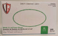 Box of Nitrile Exam Gloves with size label and brand logo.