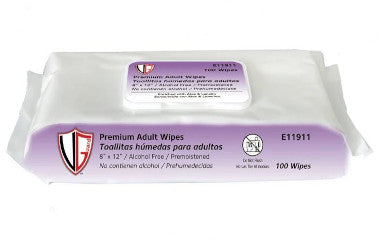 Pack of premium adult wipes with a visible brand logo on a white background