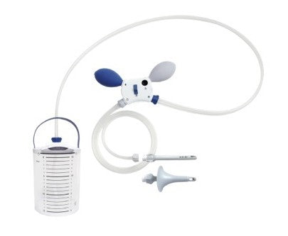 Medical device with hose and attachments on a white background